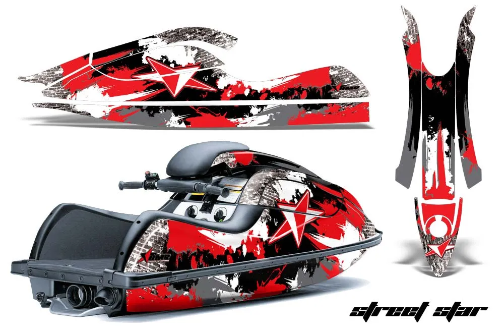 Kawasaki 800 SX / R Jet Ski Graphic Kit - 2003-2012 Street Star Red