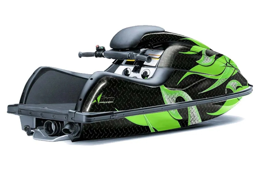 Kawasaki 800 SX / R Jet Ski Graphic Kit - 2003-2012 Tribal Flames Green