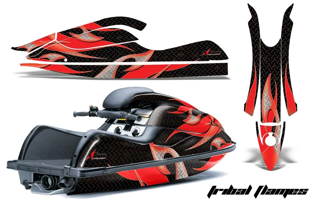 Kawasaki 800 SX / R Jet Ski Graphic Kit - 2003-2012 Tribal Flames Red