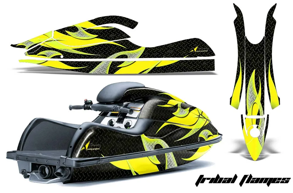 Kawasaki 800 SX / R Jet Ski Graphic Kit - 2003-2012 Tribal Flames Yellow
