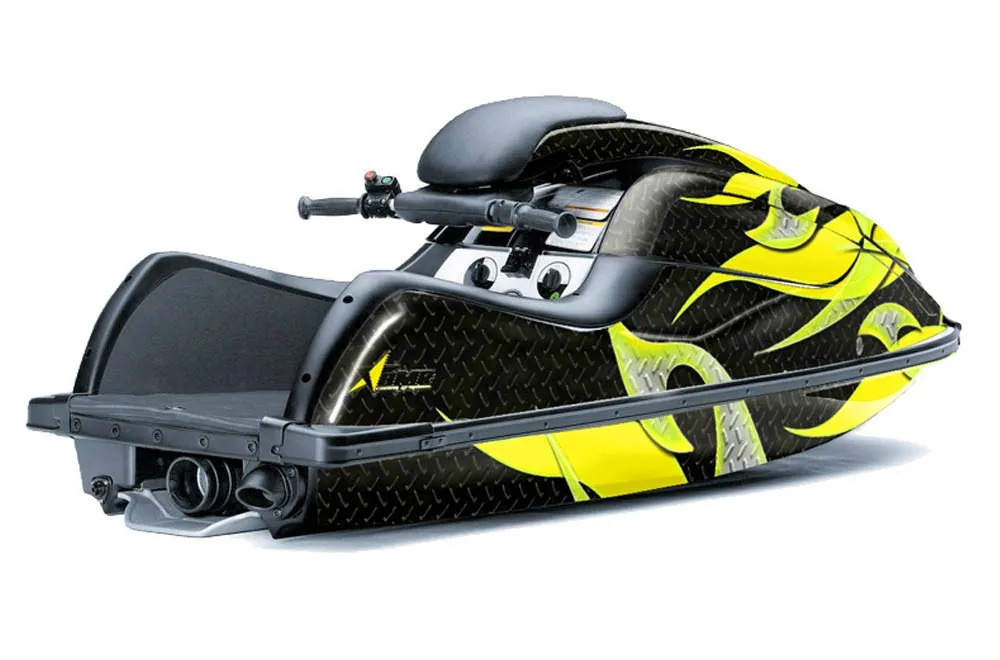 Kawasaki 800 SX / R Jet Ski Graphic Kit - 2003-2012 Tribal Flames Yellow