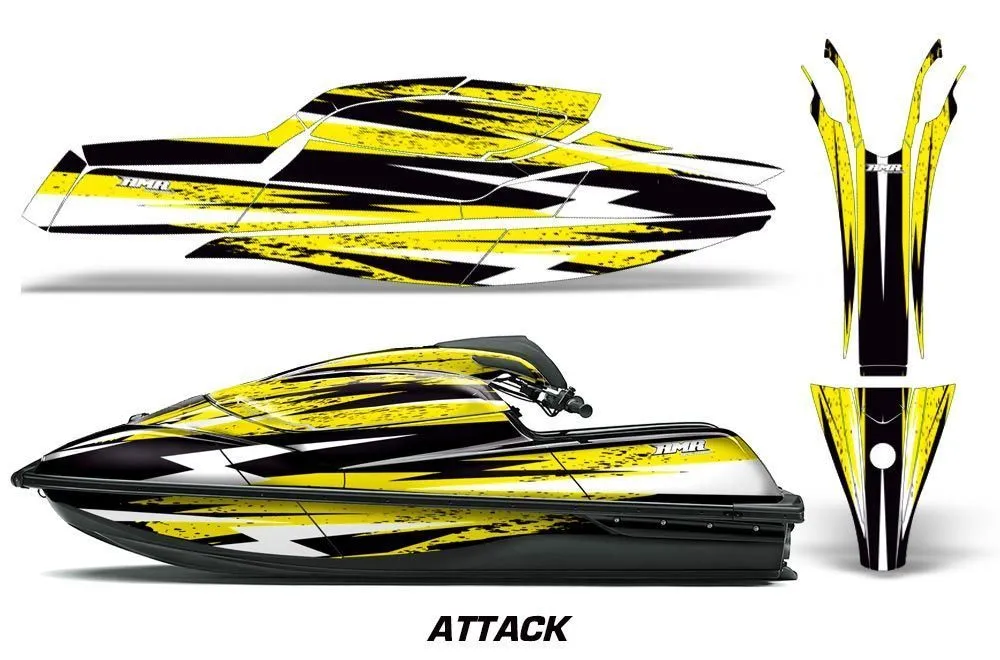 Kawasaki SX-R SXR JS1500 Jet Ski Graphic Kawi Kit 2017-2022 Attack Yellow