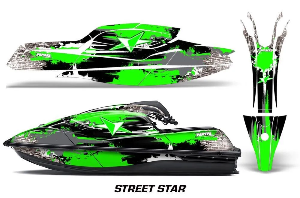 Kawasaki SX-R SXR JS1500 Jet Ski Graphic Kawi Kit 2017-2022 Street Star Green