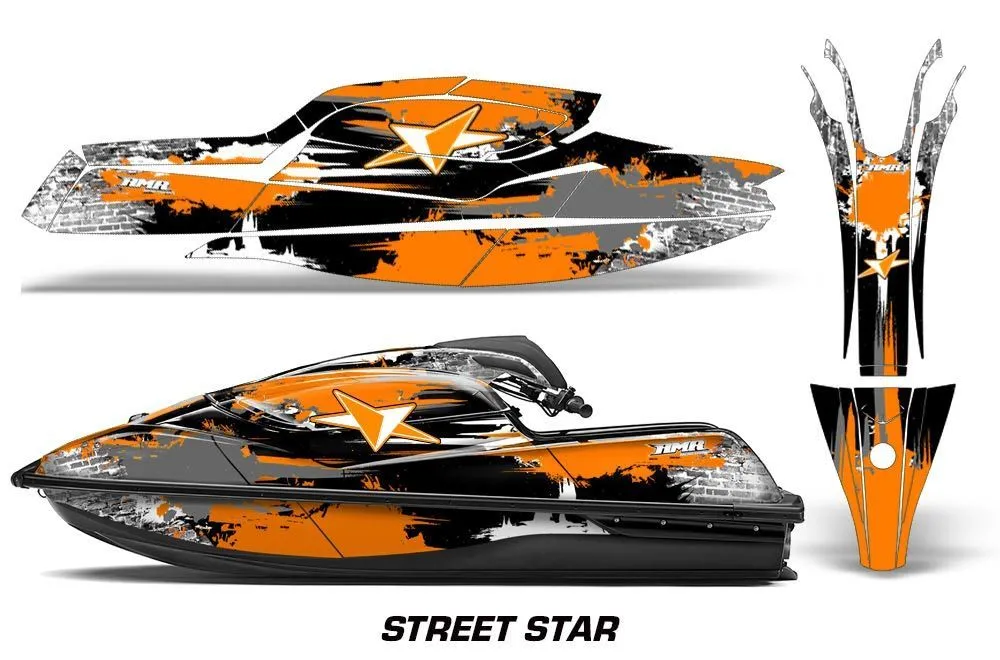 Kawasaki SX-R SXR JS1500 Jet Ski Graphic Kawi Kit 2017-2022 Street Star Orange