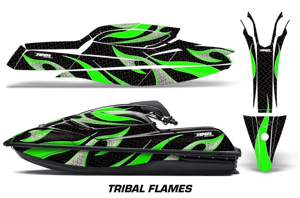 Kawasaki SX-R SXR JS1500 Jet Ski Graphic Kawi Kit 2017-2022 Tribal Flames Green