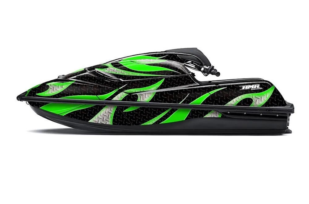 Kawasaki SX-R SXR JS1500 Jet Ski Graphic Kawi Kit 2017-2022 Tribal Flames Green