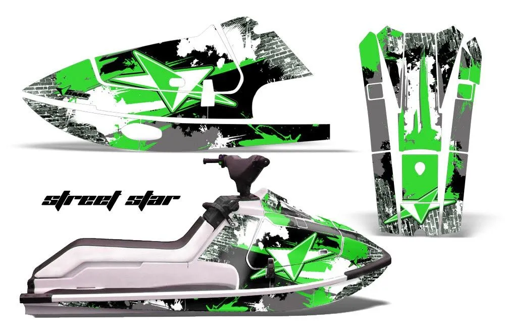 Kawasaki X2 650 Jet Ski Graphic Kit - 1986-1995 Street Star Green