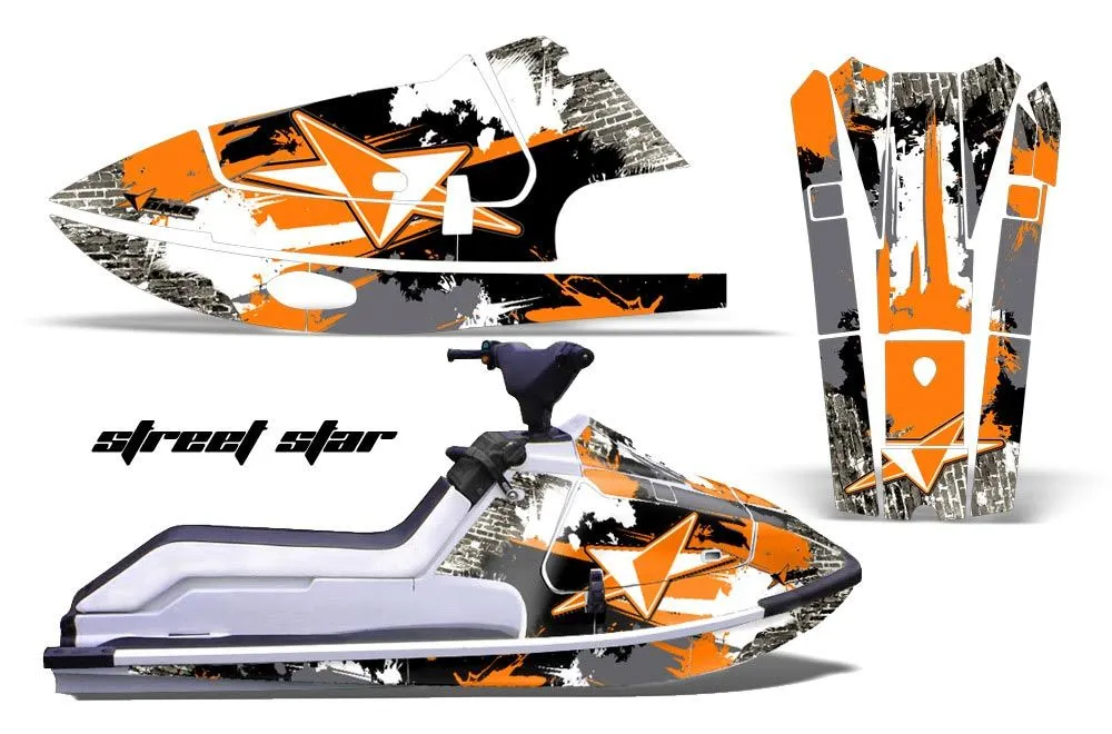 Kawasaki X2 650 Jet Ski Graphic Kit - 1986-1995 Street Star Orange