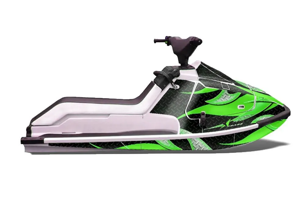 Kawasaki X2 650 Jet Ski Graphic Kit - 1986-1995 Tribal Flames Green
