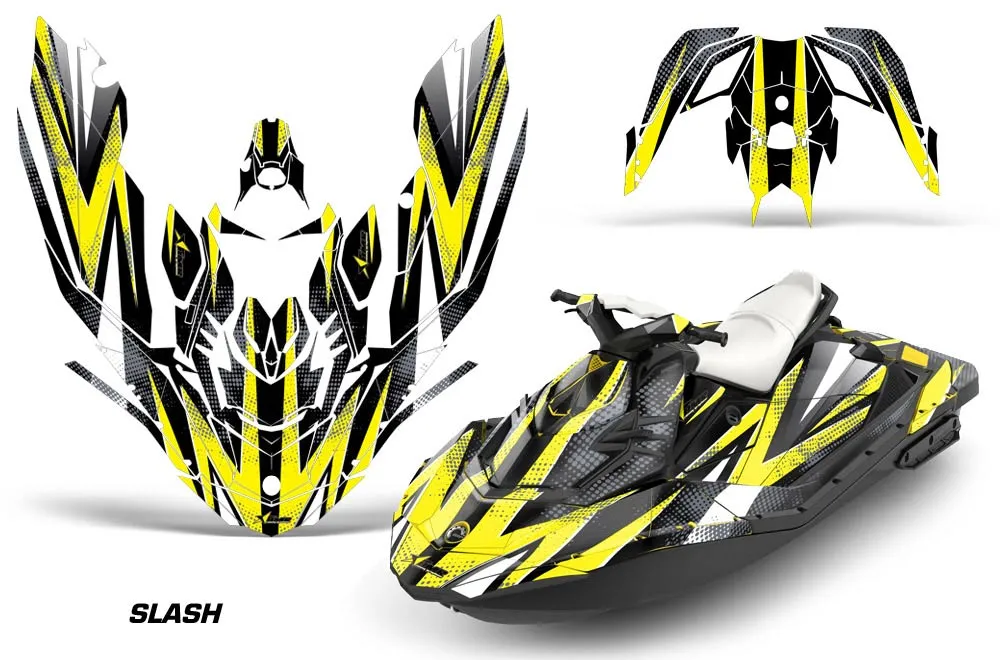 Sea Doo Bombardier Spark (2 UP) Jet Ski Graphic Kit 2014-2016 Slash Yellow