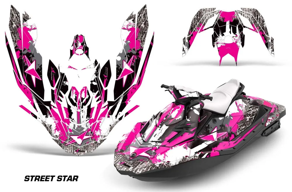 Sea Doo Bombardier Spark (2 UP) Jet Ski Graphic Kit 2014-2016 Street Star Pink
