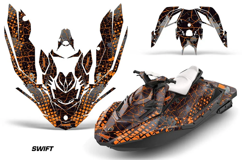 Sea Doo Bombardier Spark (2 UP) Jet Ski Graphic Kit 2014-2016 Swift Orange