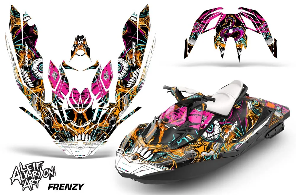 Sea Doo Bombardier Spark (3 UP) Jet Ski Graphic Kit 2015-2018 Frenzy Orange