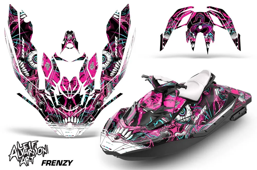 Sea Doo Bombardier Spark (3 UP) Jet Ski Graphic Kit 2015-2018 Frenzy Pink