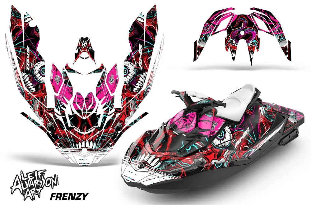 Sea Doo Bombardier Spark (3 UP) Jet Ski Graphic Kit 2015-2018 Frenzy Red