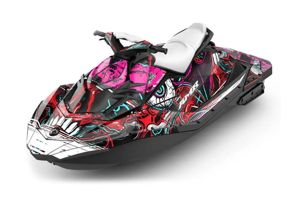 Sea Doo Bombardier Spark (3 UP) Jet Ski Graphic Kit 2015-2018 Frenzy Red