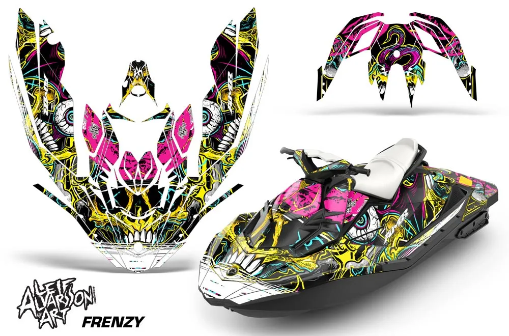 Sea Doo Bombardier Spark (3 UP) Jet Ski Graphic Kit 2015-2018 Frenzy Yellow