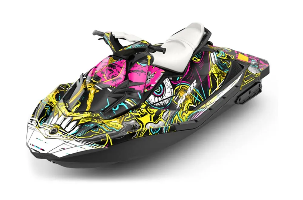 Sea Doo Bombardier Spark (3 UP) Jet Ski Graphic Kit 2015-2018 Frenzy Yellow