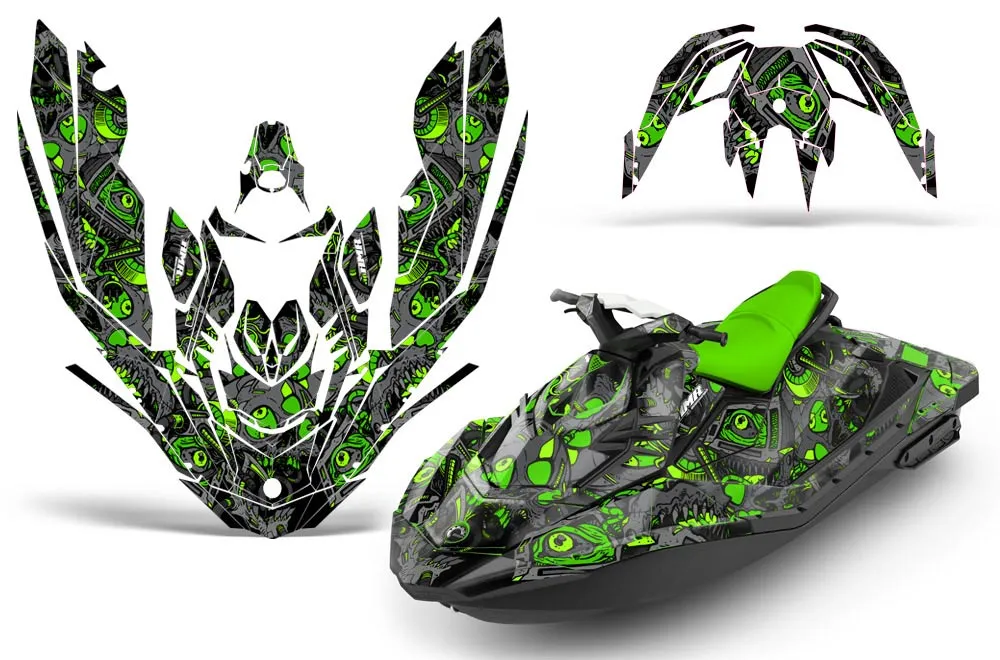 Sea Doo Bombardier Spark (3 UP) Jet Ski Graphic Kit 2015-2018 Tune In Green