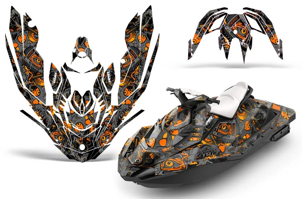 Sea Doo Bombardier Spark (3 UP) Jet Ski Graphic Kit 2015-2018 Tune In Orange