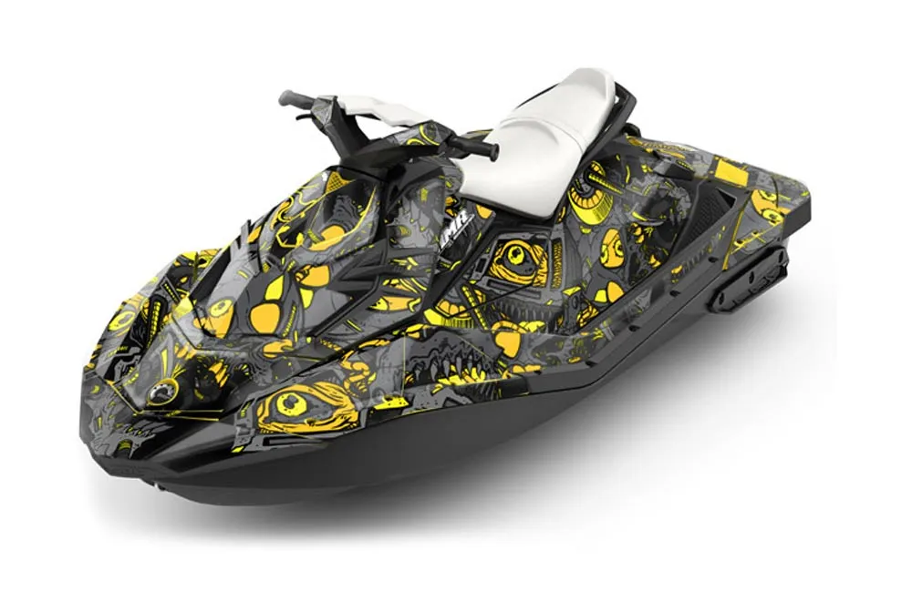 Sea Doo Bombardier Spark (3 UP) Jet Ski Graphic Kit 2015-2018 Tune In Yellow