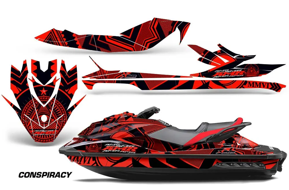 Sea Doo GTI / GTR / GTS Sitdown Jet Ski Graphic Kit - 2011-2019 Conspiracy Red