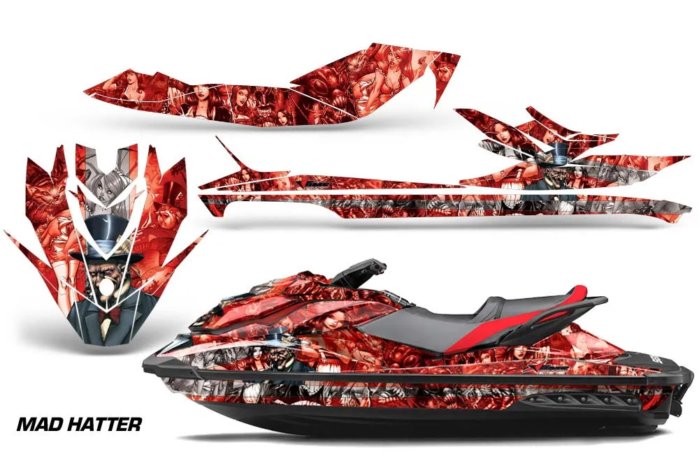 Sea Doo GTI / GTR / GTS Sitdown Jet Ski Graphic Kit - 2011-2019 Mad Hatter Red