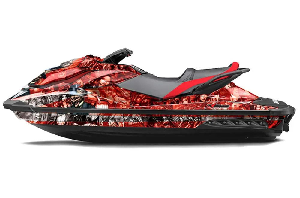 Sea Doo GTI / GTR / GTS Sitdown Jet Ski Graphic Kit - 2011-2019 Mad Hatter Red