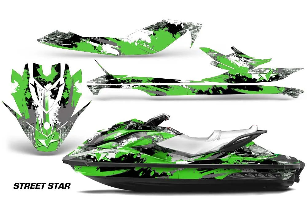 Sea Doo GTI / GTR / GTS Sitdown Jet Ski Graphic Kit - 2011-2019 Street Star Green