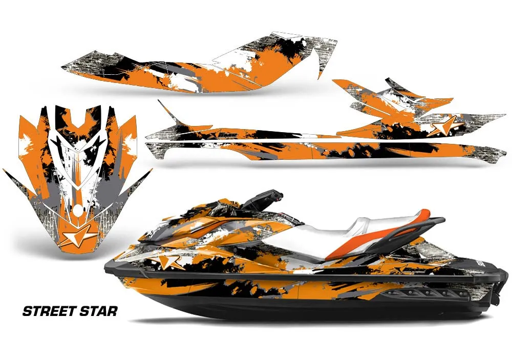 Sea Doo GTI / GTR / GTS Sitdown Jet Ski Graphic Kit - 2011-2019 Street Star Orange