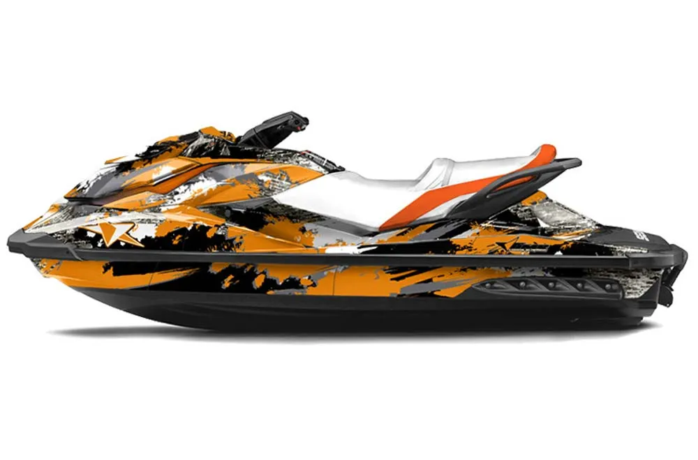 Sea Doo GTI / GTR / GTS Sitdown Jet Ski Graphic Kit - 2011-2019 Street Star Orange