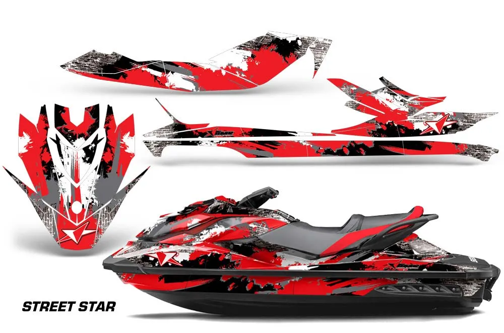 Sea Doo GTI / GTR / GTS Sitdown Jet Ski Graphic Kit - 2011-2019 Street Star Red