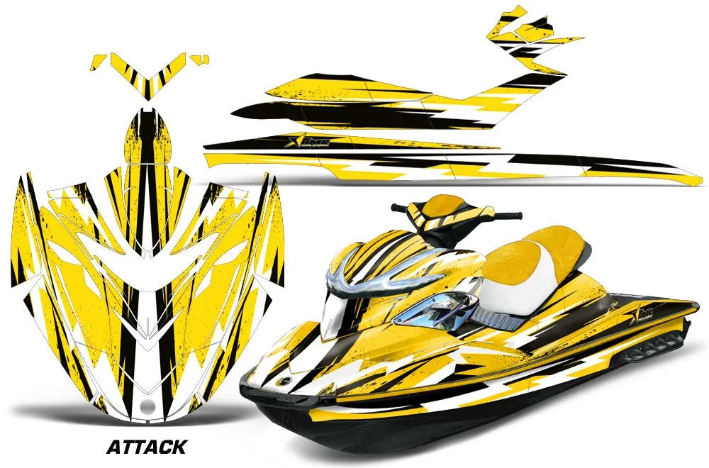Sea Doo RXP Sitdown Jet Ski Graphic Kit 2004-2011 Attack Yellow