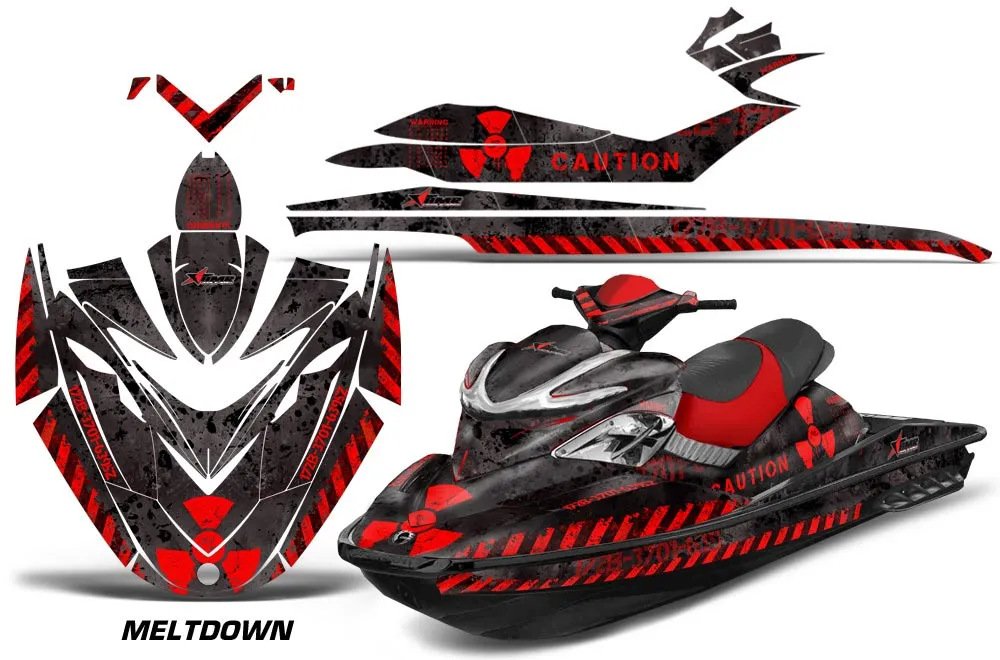 Sea Doo RXP Sitdown Jet Ski Graphic Kit 2004-2011 Meltdown Red
