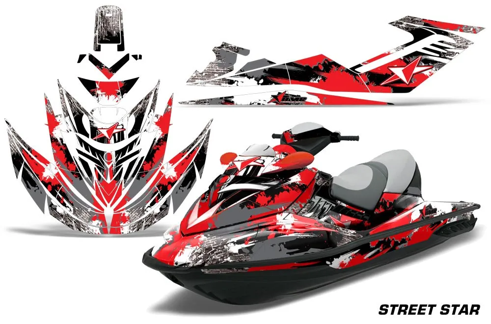 Sea Doo RXT Sitdown Jet Ski Graphic Kit 2005-2009 Street Star Red