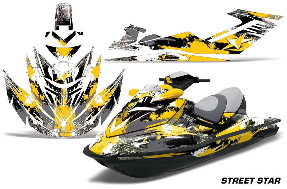 Sea Doo RXT Sitdown Jet Ski Graphic Kit 2005-2009 Street Star Yellow