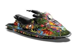 Sea Doo Bombardier GTX Siege Avant Jet Ski Graphic Kit 1996-1999 Ed Hardy - Pirates Green