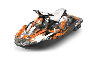 Sea Doo Bombardier Spark (2 UP) Jet Ski Graphic Kit 2014-2016 Street Star Orange