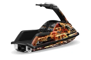 Yamaha Superjet Round Nose Jet Ski Graphic Kit - All Years Firestorm Black