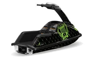Yamaha Superjet Round Nose Jet Ski Graphic Kit - All Years Silver Star - Reloaded Green