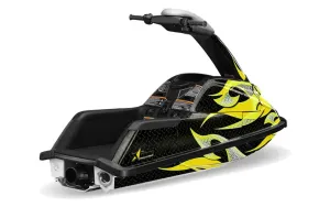 Yamaha Superjet Round Nose Jet Ski Graphic Kit - All Years Tribal Flames Yellow