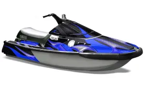 Yamaha Wave Runner 3 Jet Ski Graphic Kit - 1991-1996 Tribal Flames Blue