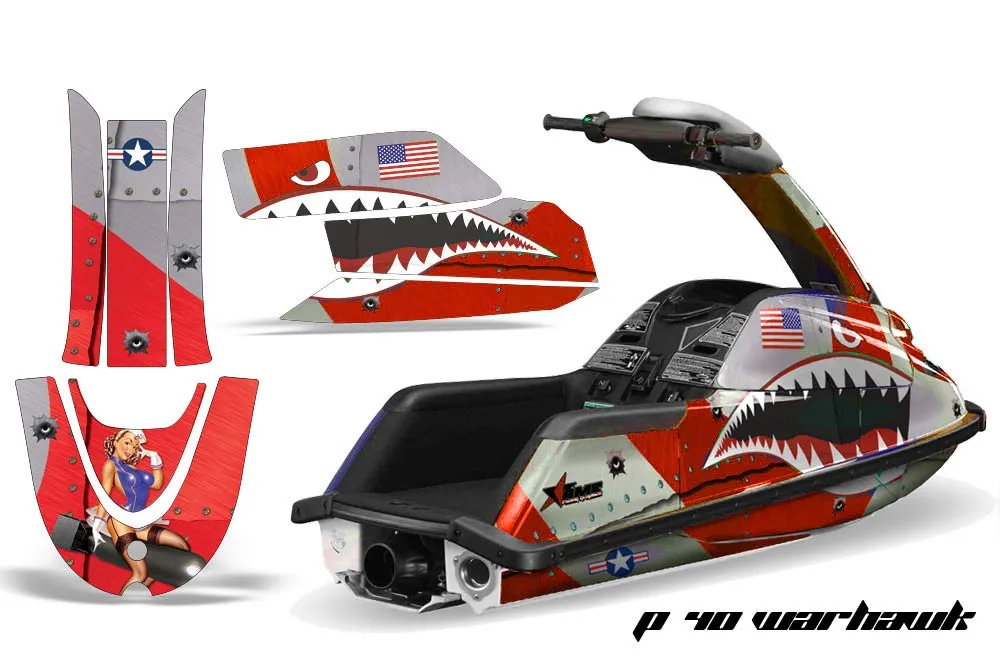 Yamaha Superjet Freestyle Jet Ski Graphic Kit (Round Nose) All Years P40 Warhawk Red