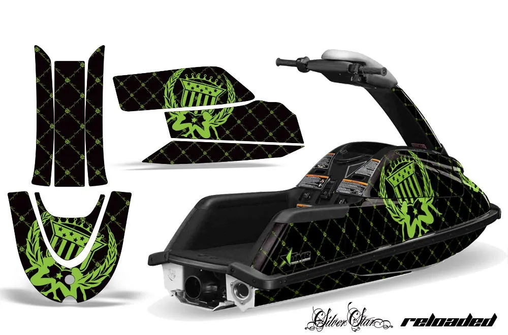 Yamaha Superjet Freestyle Jet Ski Graphic Kit (Round Nose) All Years Silver Star - Reloaded Green