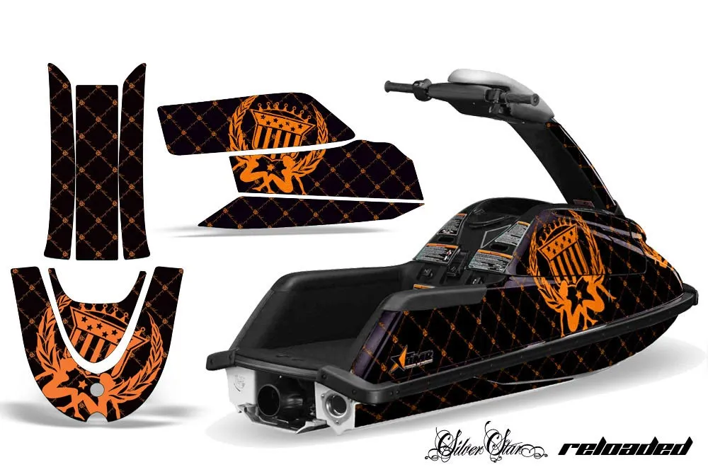 Yamaha Superjet Freestyle Jet Ski Graphic Kit (Round Nose) All Years Silver Star - Reloaded Orange