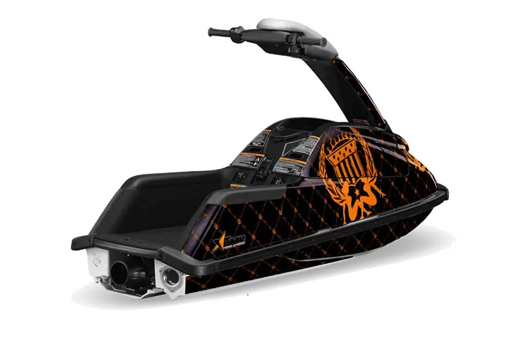 Yamaha Superjet Freestyle Jet Ski Graphic Kit (Round Nose) All Years Silver Star - Reloaded Orange