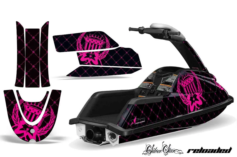 Yamaha Superjet Freestyle Jet Ski Graphic Kit (Round Nose) All Years Silver Star - Reloaded Pink