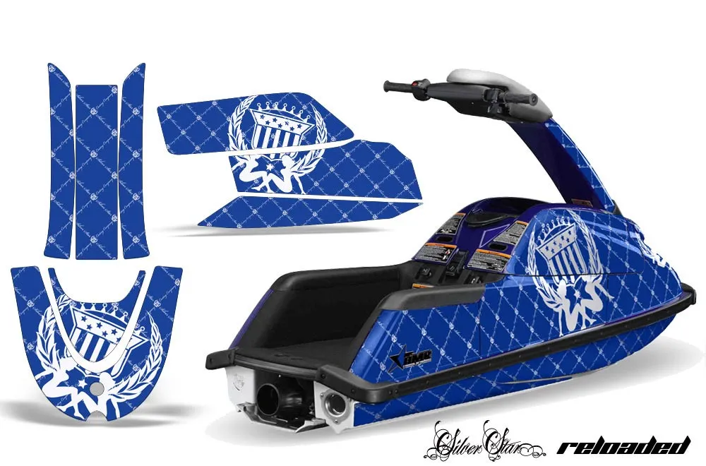Yamaha Superjet Freestyle Jet Ski Graphic Kit (Round Nose) All Years Silver Star - Reloaded White
