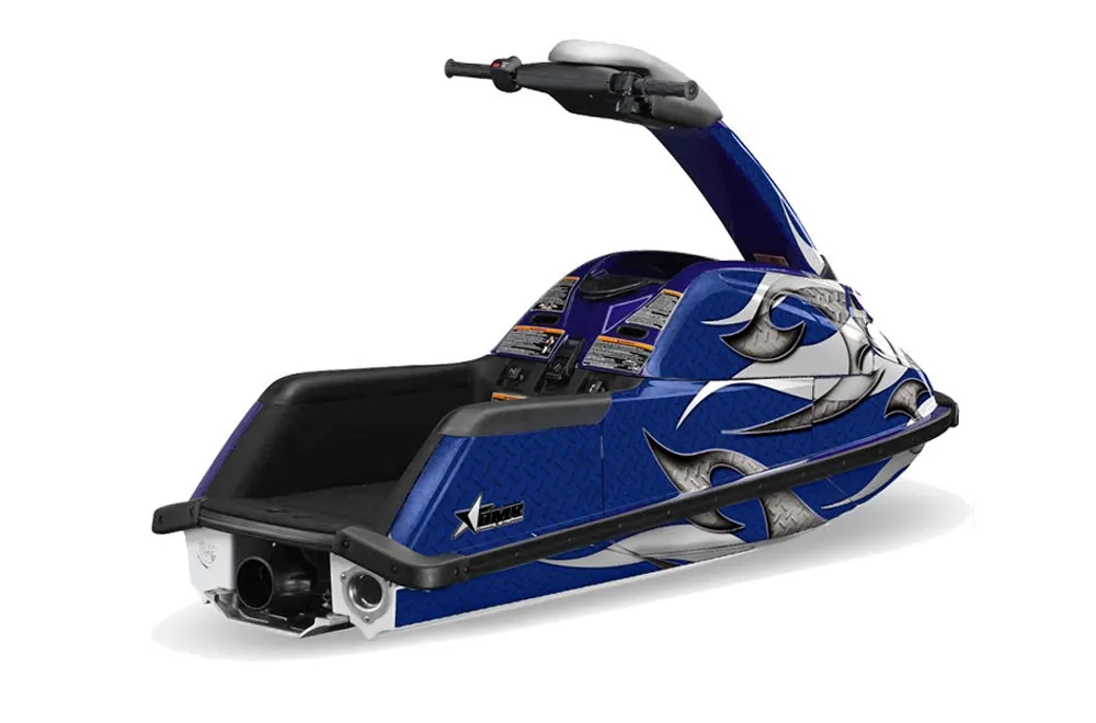 Yamaha Superjet Freestyle Jet Ski Graphic Kit (Round Nose) All Years Tribal Flames Blue