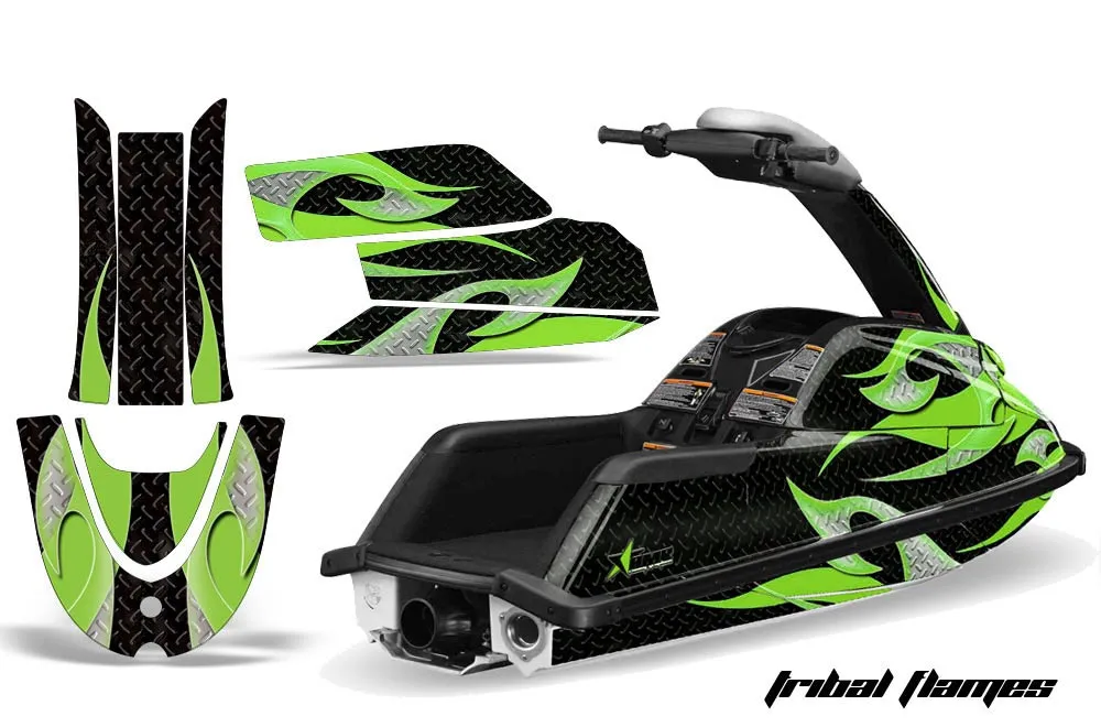 Yamaha Superjet Freestyle Jet Ski Graphic Kit (Round Nose) All Years Tribal Flames Green